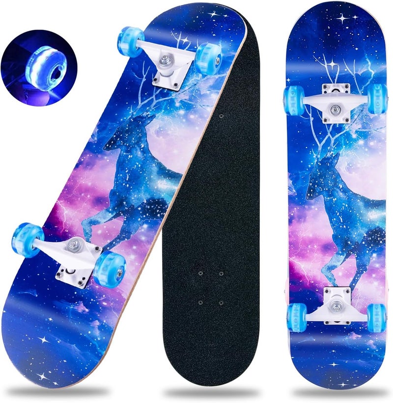 CLYCTIP Skateboard,31 x 8 inch Complete Skateboards for Beginners,8 Layer Maple Concave Cruiser Trick Skate Board for Kids,Teens,Adults - Image 1